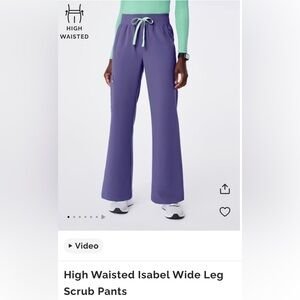 Figs Isabel High Waisted Wide Leg Scrub Pants in Wayfarer size M